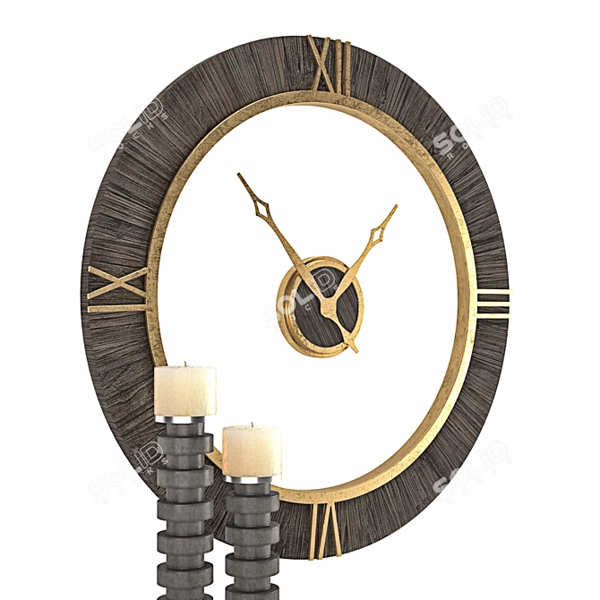 Elegant Alphonzo Wall Clock 3D model image 4