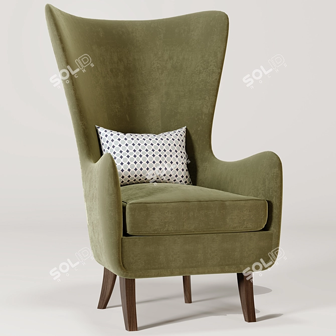 Elegant Wing Back Chair 3D model image 4