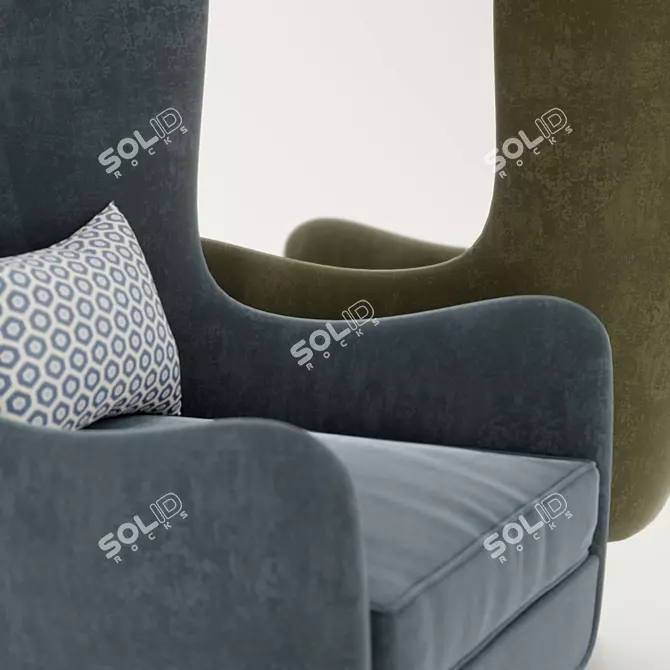 Elegant Wing Back Chair 3D model image 5