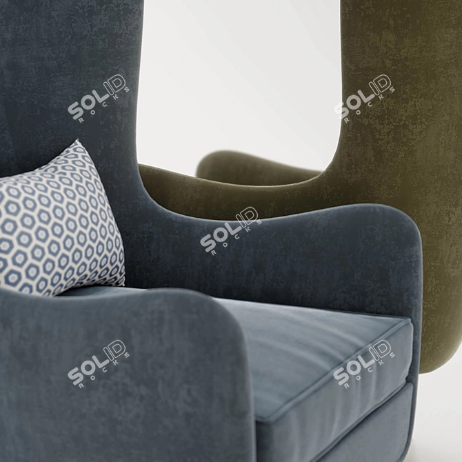 Elegant Wing Back Chair 3D model image 6