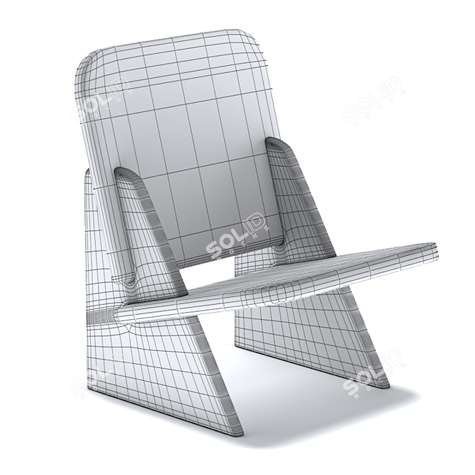 Sleek Black Oak Dolmena Chair 3D model image 4