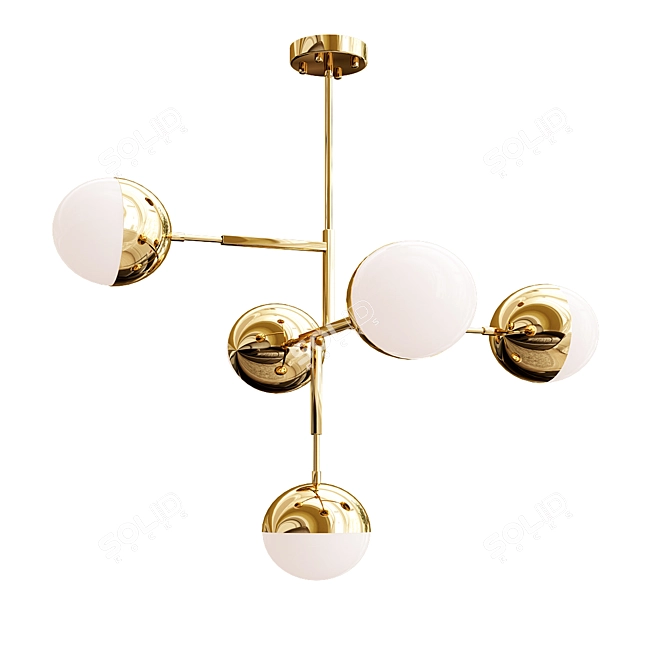 Stunning Brass Glass Ball Pendant 3D model image 1