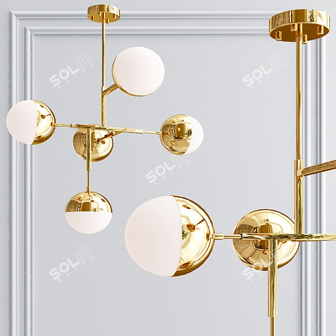 Stunning Brass Glass Ball Pendant 3D model image 2