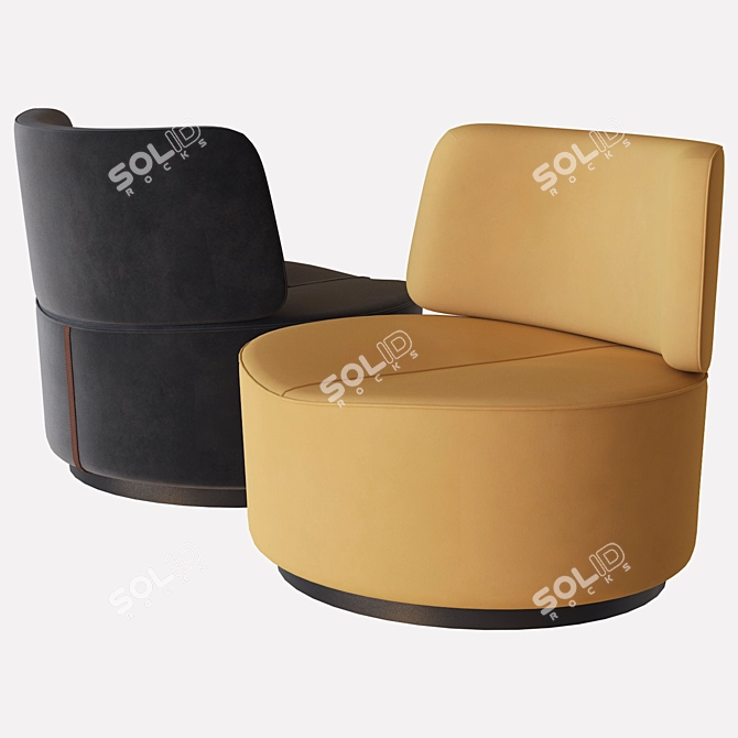 Luxurious Harmony Velvet Armchair 3D model image 1