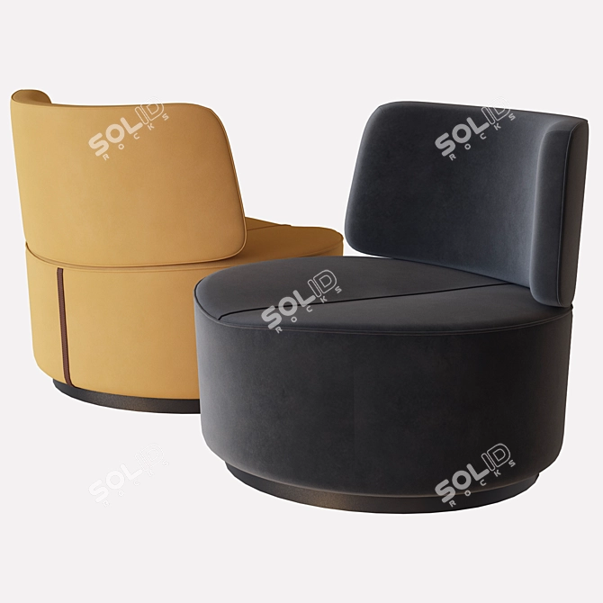 Luxurious Harmony Velvet Armchair 3D model image 2