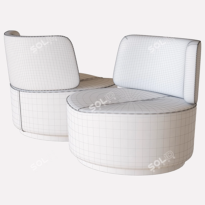 Luxurious Harmony Velvet Armchair 3D model image 3