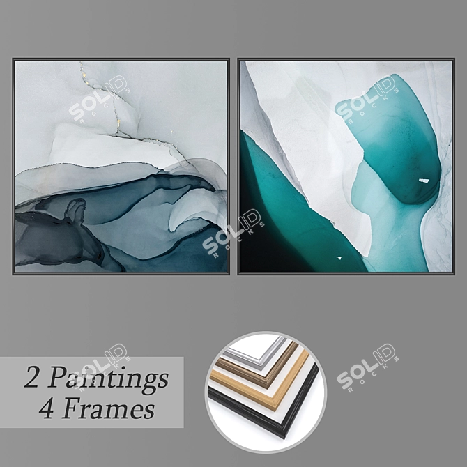 Artistic Wall Paintings Set 3D model image 1