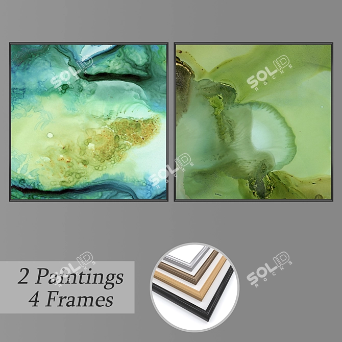 Elegant Wall Art Set with Multiple Frames 3D model image 1