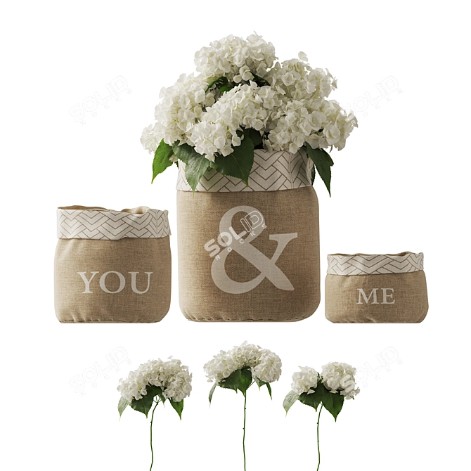 Changing Vase: White Hydrangea Elegance 3D model image 4