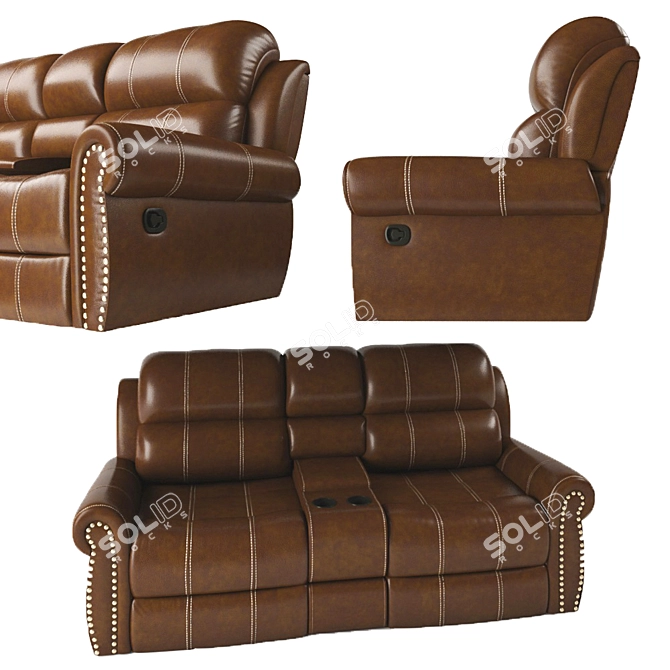 Conesville Bonded Leather Sleeper Sofa 3D model image 3