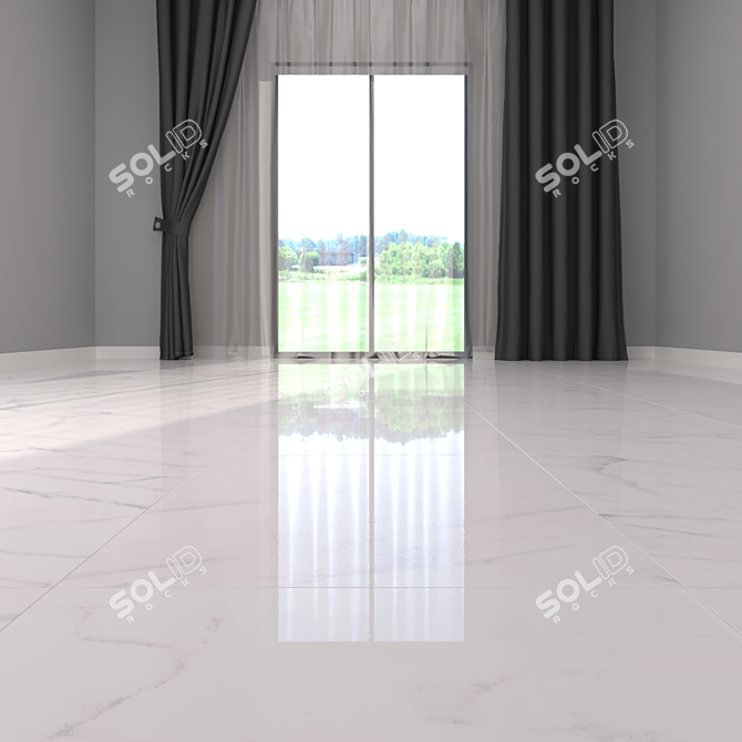 Elegant Carrara White Marble Flooring 3D model image 2