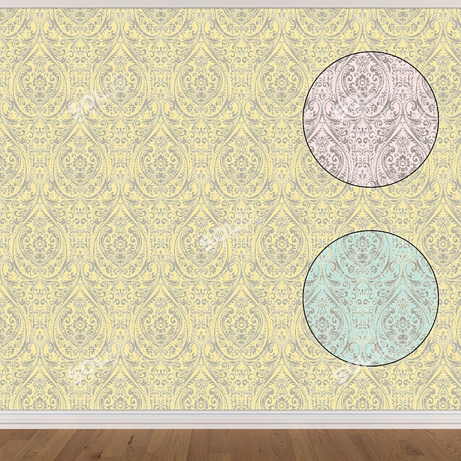 Seamless Wallpaper Set: Versatile 3-Color Collection 3D model image 1