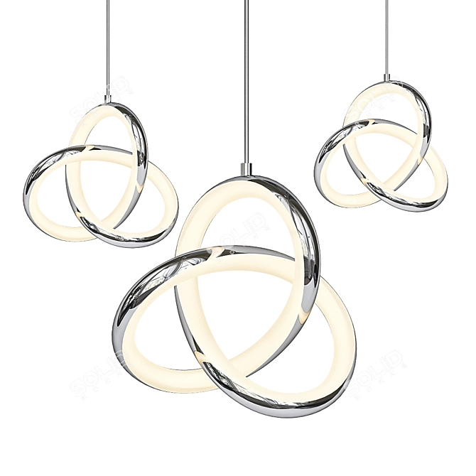 Sleek Chrome LED Pendant Light 3D model image 1