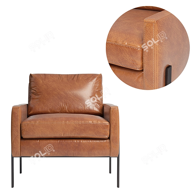 Luxury Gunnison Leather Chair 3D model image 2
