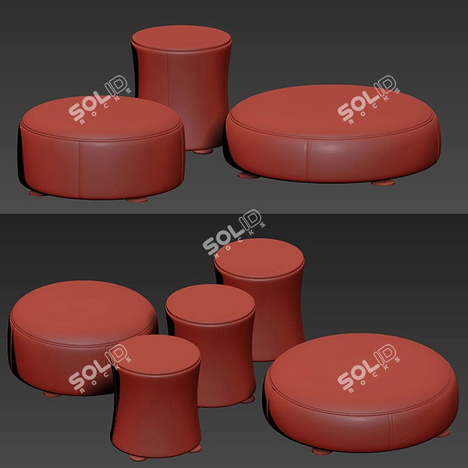 Modern Davis Pouf Set Minotti 3D model image 3