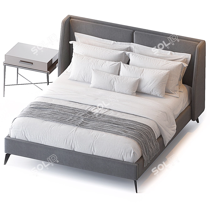 Enzo Bed and Langham Side Table 3D model image 2