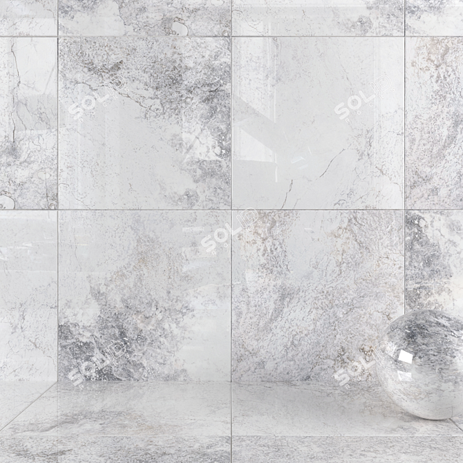 Elegant Bizantino Bianco Wall Tiles 3D model image 1