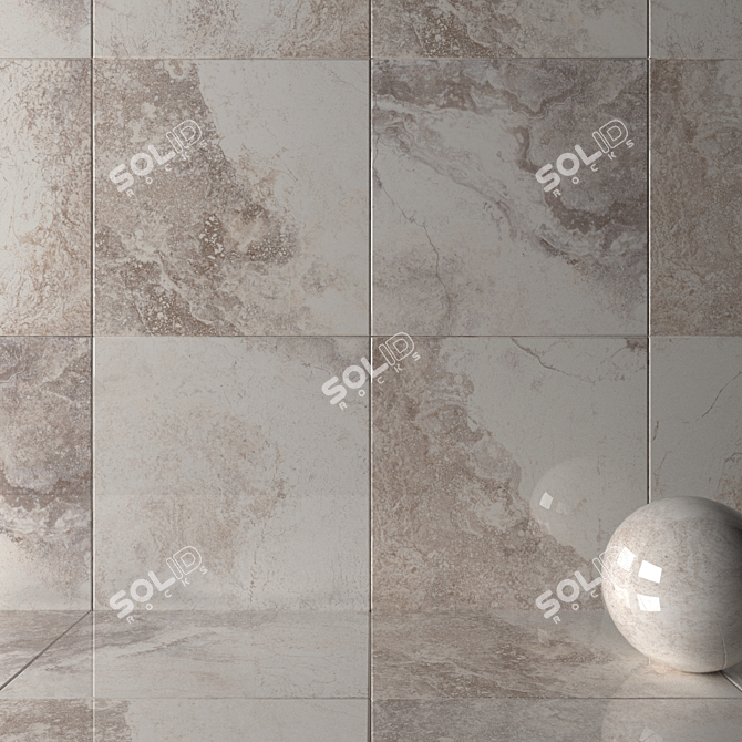 Elegant Ivory Marble Wall Tiles 3D model image 2