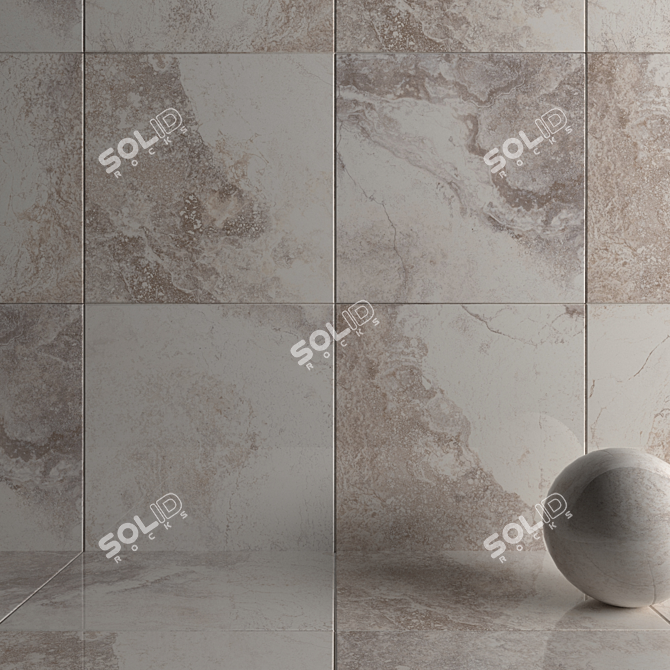 Elegant Ivory Marble Wall Tiles 3D model image 3
