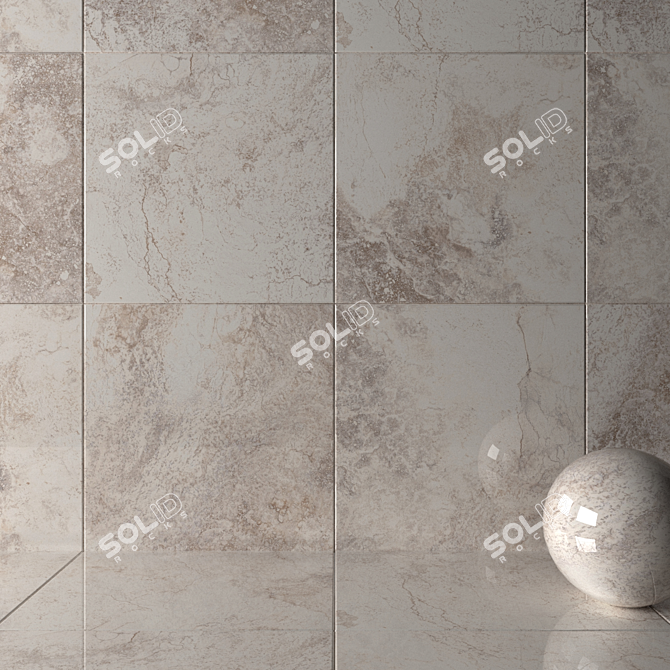 Bizantino Ivory Marble Wall Tiles Set 3D model image 2