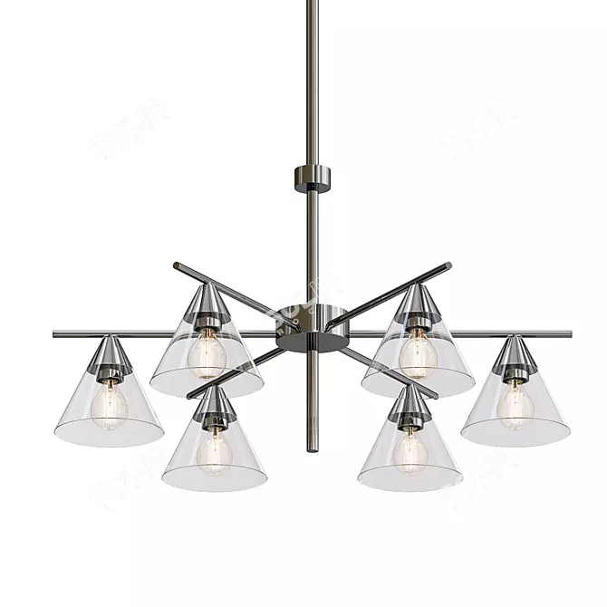 Elegant Glass Pendant Chandelier 3D model image 1