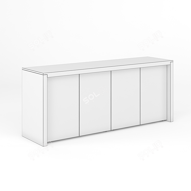 Elegant Low Cabinets with Decorative Trim 3D model image 3