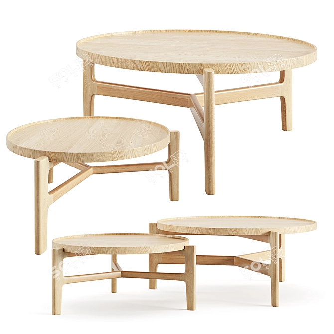 Alyasa Oak Coffee Table Set 3D model image 1