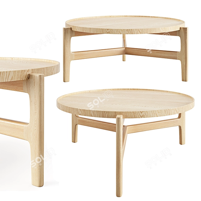 Alyasa Oak Coffee Table Set 3D model image 2