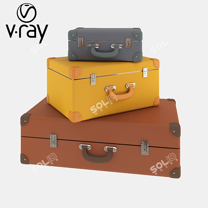 Vibrant Colored Suitcases for Travel 3D model image 1