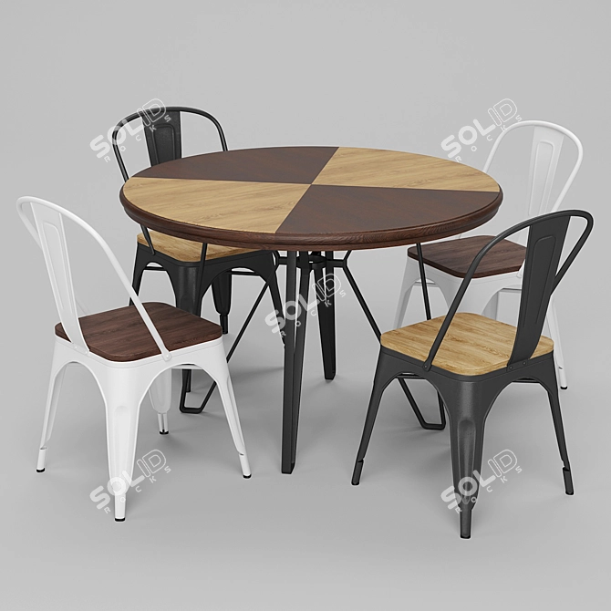 Modern Dining Table Set 3D model image 1