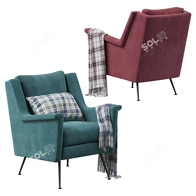 Retro Chic: Carlo Mid-Century Chair 3D model image 2