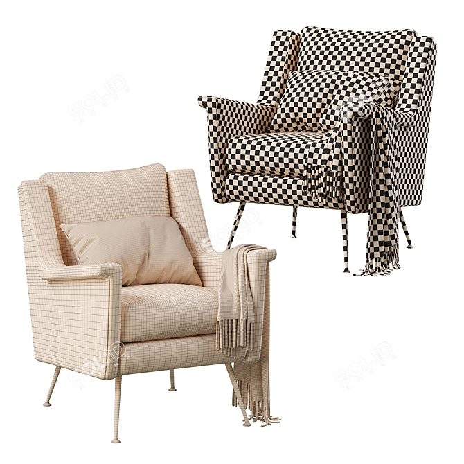 Retro Chic: Carlo Mid-Century Chair 3D model image 4