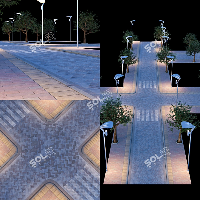 Concrete Paving Kit with Sidewalk 3D model image 1