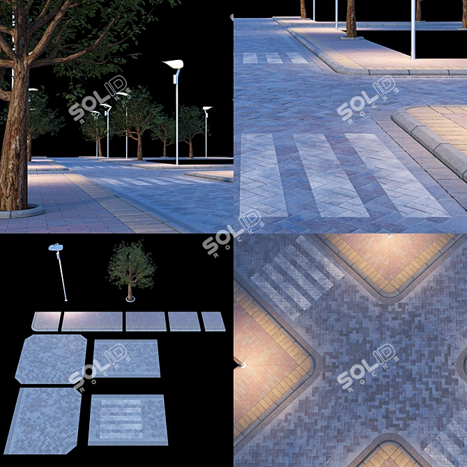 Concrete Paving Kit with Sidewalk 3D model image 5