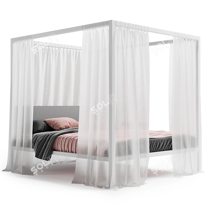 Zanotta Milleunanotte White Queen Canopy Bed 3D model image 1