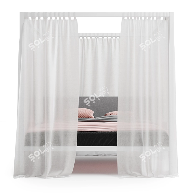 Zanotta Milleunanotte White Queen Canopy Bed 3D model image 4