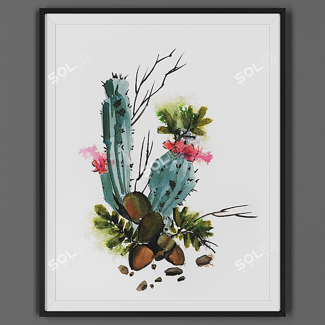 Elegant Black Framed Art 3D model image 1