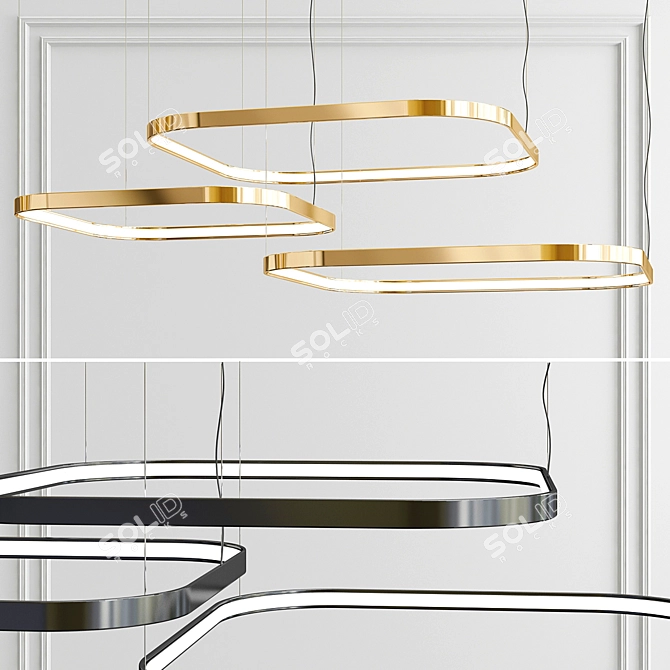 Doodle Leaves Pendant Trio 3D model image 3