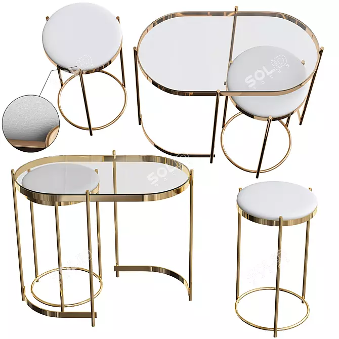 Trinity Nesting Side Tables - Versatile and Stylish Furniture 3D model image 1