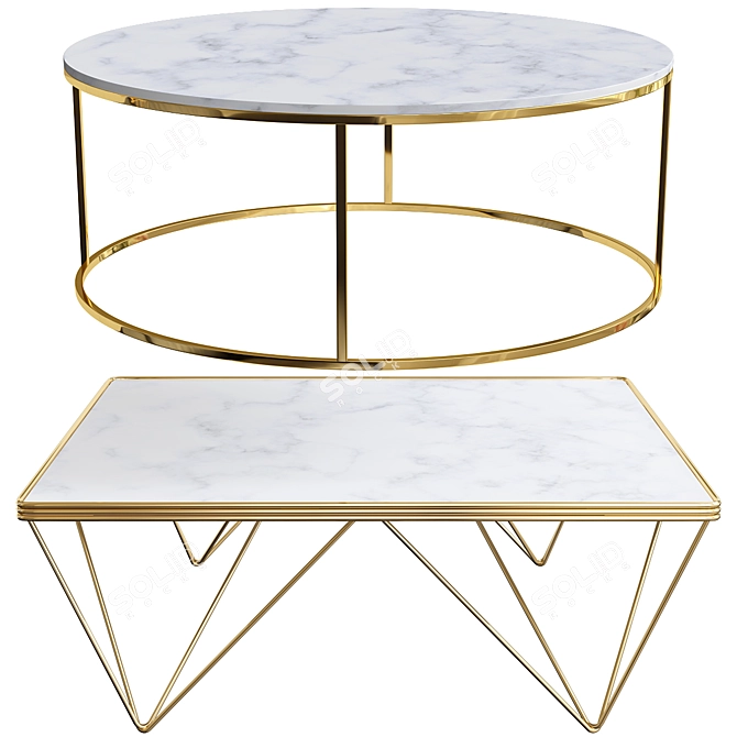 Luxury Gatsby Marble Coffee Table 3D model image 1