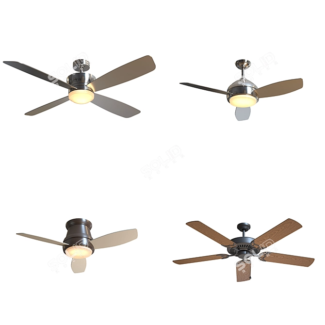 Sleek and Stylish RH Ceiling Fans 3D model image 1