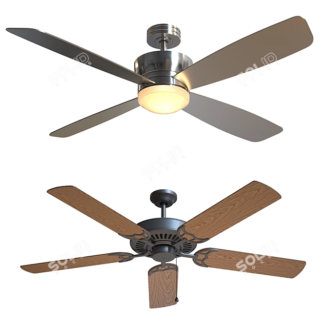 Sleek and Stylish RH Ceiling Fans 3D model image 6