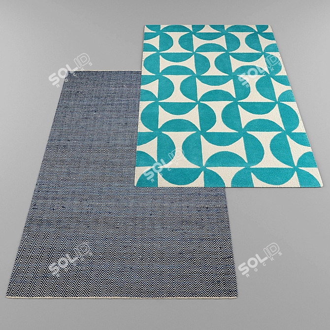 Modern Style Rug Set + 5 Texture Variations 3D model image 2