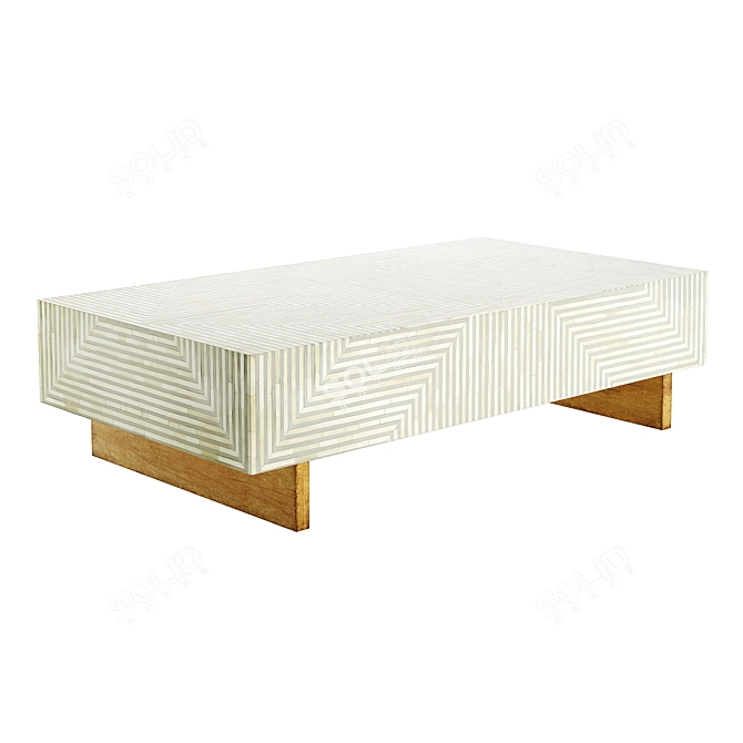 Savi Striped Inlay Coffee Table: Sleek and Stylish Design 3D model image 1