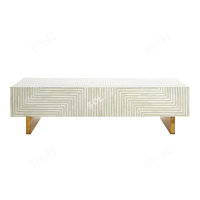 Savi Striped Inlay Coffee Table: Sleek and Stylish Design 3D model image 2