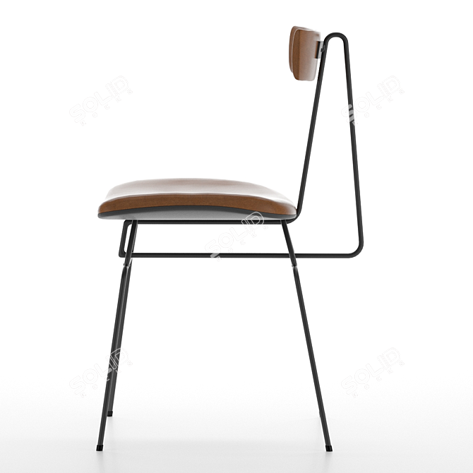Modern Leather Metal Dining Chair 3D model image 3