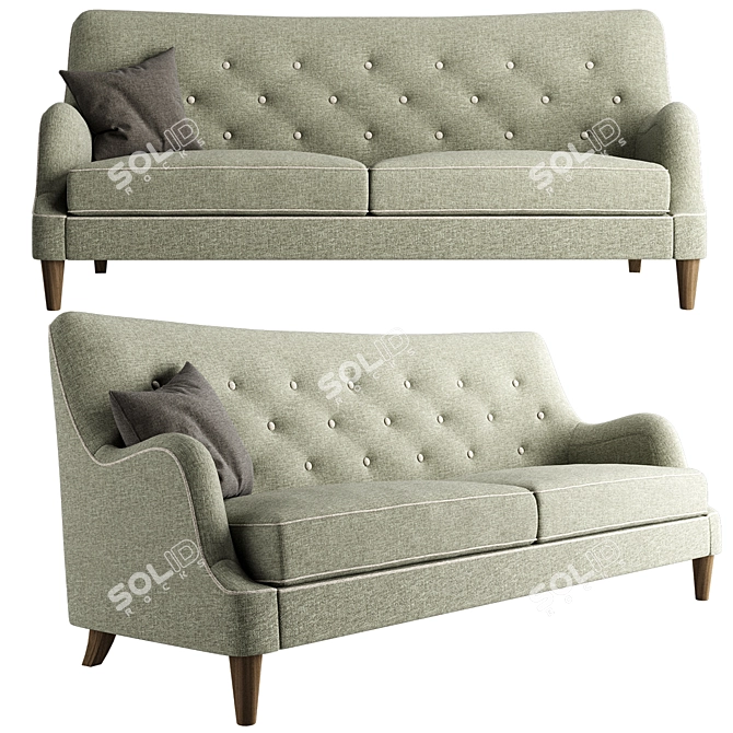 Elegant West Elm Livingston Sofa 3D model image 1