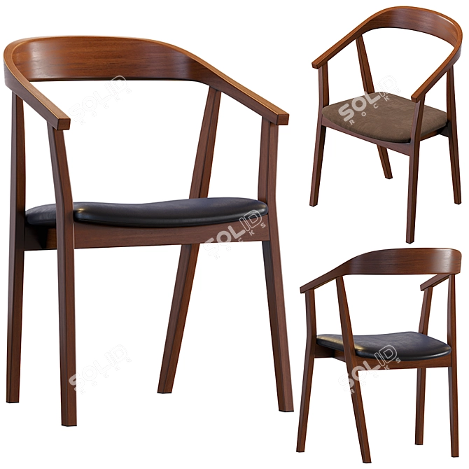 Sleek Black Eco-Leather John Chair 3D model image 1