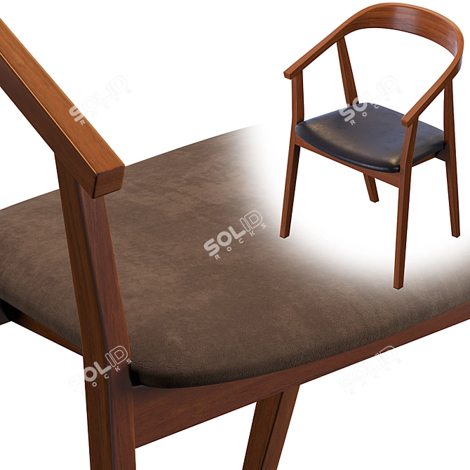 Sleek Black Eco-Leather John Chair 3D model image 2