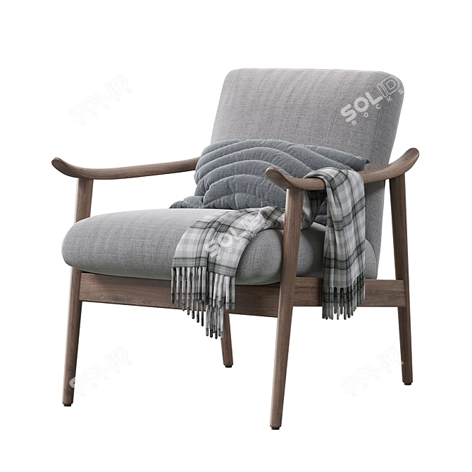 Stylish Mid-Century Accent Chair 3D model image 3